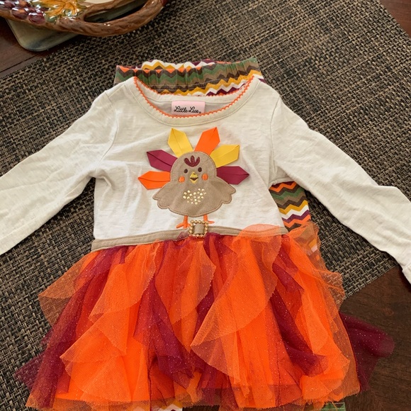 Little Lass CUTE🍁Thanksgiving 🦃outfit set - Picture 5 of 8